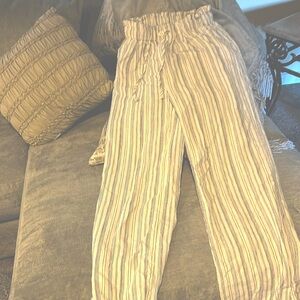 Blue white striped string tie around waist cotton